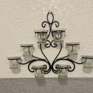 Black Wrought Iron Wall Votive Candle Holder with Glass Cups 4 pieces for 27$